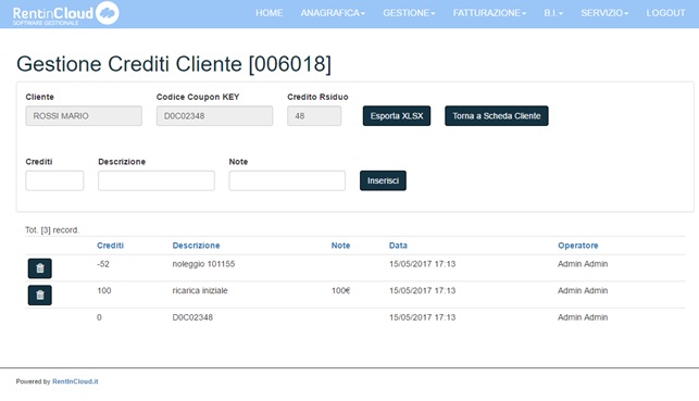 Gestione Crediti Eidos RentinCloud - Software autonoleggio
